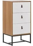 KOMMODE 3 Schubladen heller Holzfarbton/wei&szlig; Nueva