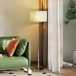 STEHLEUCHTE Stahl Leinenstoff Beige