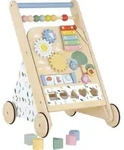 BABY-LAUFLERNWAGEN Mehrschichtplatte Kautschukholz Naturholz Wei&szlig;