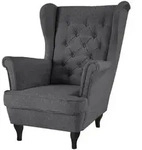 CHESTERFIELD-SESSEL Falco dunkelgrau mit Wenge Holzbeinen