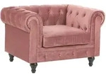 SESSEL Samtstoff rosa Rautenmuster Chesterfield