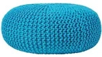 STRICK-POUF t&uuml;rkis, Bodenkissen rund 70/70/23 cm