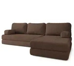 ECKSOFA LEA modulares Boneless Sofa mit Schlaffunktion Braun Boucle-Stoff