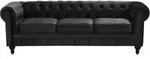 3-SITZER-SOFA Samtstoff Schwarz Chesterfield