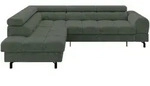 ECKSOFA mit Schlaffunktion Ottomane Links LUMA-L 272x203x70 Gr&uuml;n Velours