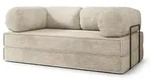 BETTSOFA ALVIO aus Schaumstoff Kordstoff Creme Schlaffunktion