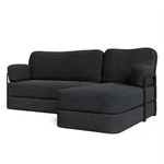 ECKSOFA SABI modulares Boneless Sofa mit Schlaffunktion Schwarz Boucle-Stoff