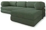ECKSOFA KELI modulares Boneless Sofa mit Schlaffunktion Gr&uuml;n Boucle-Stoff