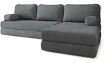 ECKSOFA LEA modulares Boneless Sofa mit Schlaffunktion Grau Boucle-Stoff