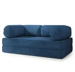 BETTSOFA ALVIO aus Schaumstoff Kordstoff Blau Schlaffunktion