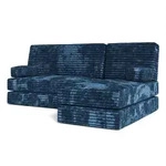 ECKSOFA NOTIA modulares Boneless Sofa mit Schlaffunktion Blau Kordstoff