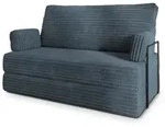 BETTSOFA LADIA aus Schaumstoff Kordstoff Grau Schlaffunktion