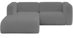 ECKSOFA Ottomane Links MIRA-L1 227x179x89 Grau Boucl&eacute;