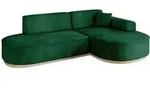 ECKSOFA Ottomane Rechts MARI-L1-v1 - 243x171x83 cm Dunkelgr&uuml;n Velours
