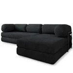 ECKSOFA KELI modulares Boneless Sofa mit Schlaffunktion Schwarz Boucle-Stoff