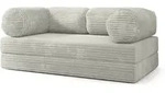 BETTSOFA ALVIO aus Schaumstoff Kordstoff Hellgrau Schlaffunktion
