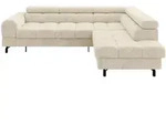 ECKSOFA mit Schlaffunktion Ottomane Rechts LUMA-L 272x203x70 Creme Velours