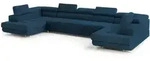 WOHNLANDSCHAFT ISOLANO Blau Velours-Stoff mit Schlaffunktion