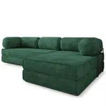 ECKSOFA ETERA modulares Boneless Sofa mit Schlaffunktion Gr&uuml;n Kordstoff