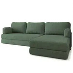 ECKSOFA LEA modulares Boneless Sofa mit Schlaffunktion Gr&uuml;n Boucle-Stoff