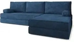 ECKSOFA ANKO modulares Boneless Sofa mit Schlaffunktion Blau Kordstoff