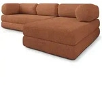 ECKSOFA KELI modulares Boneless Sofa mit Schlaffunktion Orange Boucle-Stoff