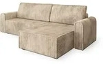 ECKSOFA VALTINO Creme Kordstoff mit Schlaffunktion