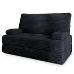 BETTSOFA LADIA aus Schaumstoff Kordstoff Schwarz Schlaffunktion
