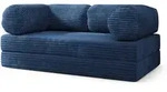 BETTSOFA ALVIO aus Schaumstoff Kordstoff Blau Schlaffunktion