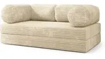 BETTSOFA ALVIO aus Schaumstoff Kordstoff Creme Schlaffunktion