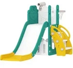 KINDERRUTSCHE 5 in 1 Indoor und Outdoor Babyrutsche mit Basketballkorb, Gelb