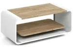 COUCHTISCH Sora in Craft Eiche mit abgerundetem wei&szlig;em Metallgestell 100/50/41 cm