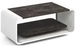 COUCHTISCH Sora in Beton Dunkelgrau mit abgerundetem wei&szlig;em Metallgestell 100/50/41