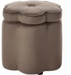 KINDERHOCKER mit Stauraum Samtstoff Dunkelbraun Blume Flower
