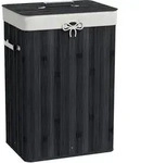 W&Auml;SCHEKORB W&auml;schetruhe W&auml;schebox W&auml;schesammler Eckig Bambus 72 L Schwarz