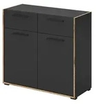 SCHUHSCHRANK grau, Nox Eiche 95 cm, Kommode mit 2 Schubk&auml;sten mit Vollauszug