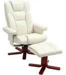 RELAXSESSEL mit Hocker, Fernsehsessel mit Liegefunktion, Wippfunktion, Cremewei&szlig;