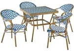 GARTENM&Ouml;BEL-SET 4-Sitzer Blau/Wei&szlig; Polyrattan Caspri