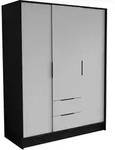 DREHT&Uuml;RENSCHRANK CAVA 150,5/200/51 cm Modern Kleiderschrank 3-t&uuml;rig Schwarz
