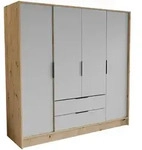 DREHT&Uuml;RENSCHRANK CAVA 200/200/51 cm Modern Kleiderschrank 4-t&uuml;rig Eiche...