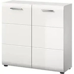 KOMMODE wei&szlig; Hochglanz 80 x 81 cm, Sideboard 2-t&uuml;rig