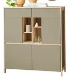 HIGHBOARD Salbei gr&uuml;n, Eiche 111 x 125 cm, Kommode skandinavisch mit Soft-Close