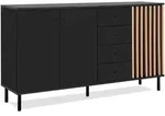 SIDEBOARD schwarz, Eiche Artisan 160 cm, Kommode mit viel Stauraum