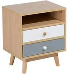 NACHTTISCH heller Holzfarbton 2 Schubladen Fargo
