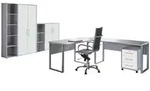 B&uuml;ro Office Edition Set 4 Grau/Wei&szlig;