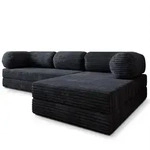 ECKSOFA ETERA modulares Boneless Sofa mit Schlaffunktion Schwarz Kordstoff