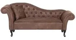 CHAISELONGUE Kunstleder hellbraun linksseitig Lattes
