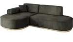 ECKSOFA Ottomane Links MARI-L1-v1 - 243x171x83 cm Schwarz Velours