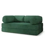 BETTSOFA ALVIO aus Schaumstoff Kordstoff Gr&uuml;n Schlaffunktion