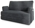 BETTSOFA LADIA aus Schaumstoff Kordstoff Grau Schlaffunktion